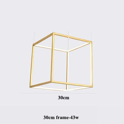 suspension moderne or blanc géométrique forme cubique minimaliste led aluminium