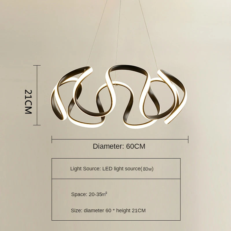suspension lumineuse or blanc spirales élégante contemporaine plafonnier chaînes LED moderne