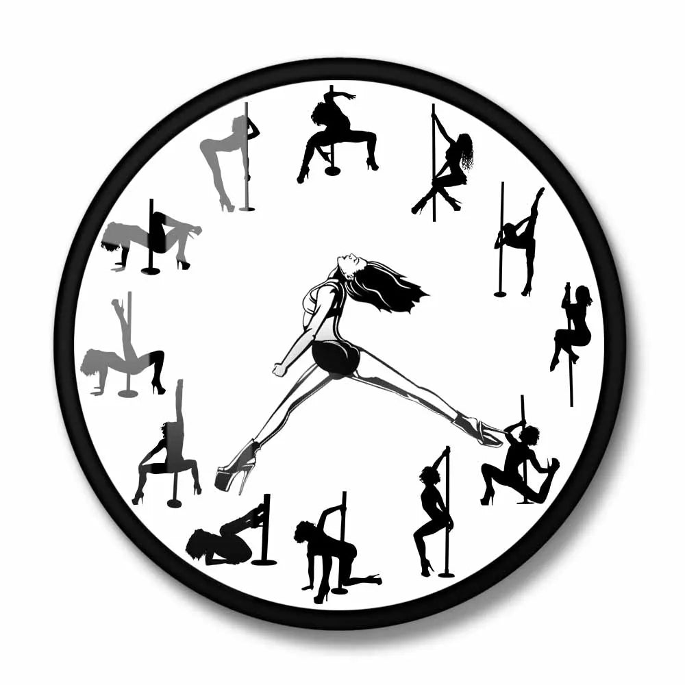 Horloge murale Pole Dancer design original blanc