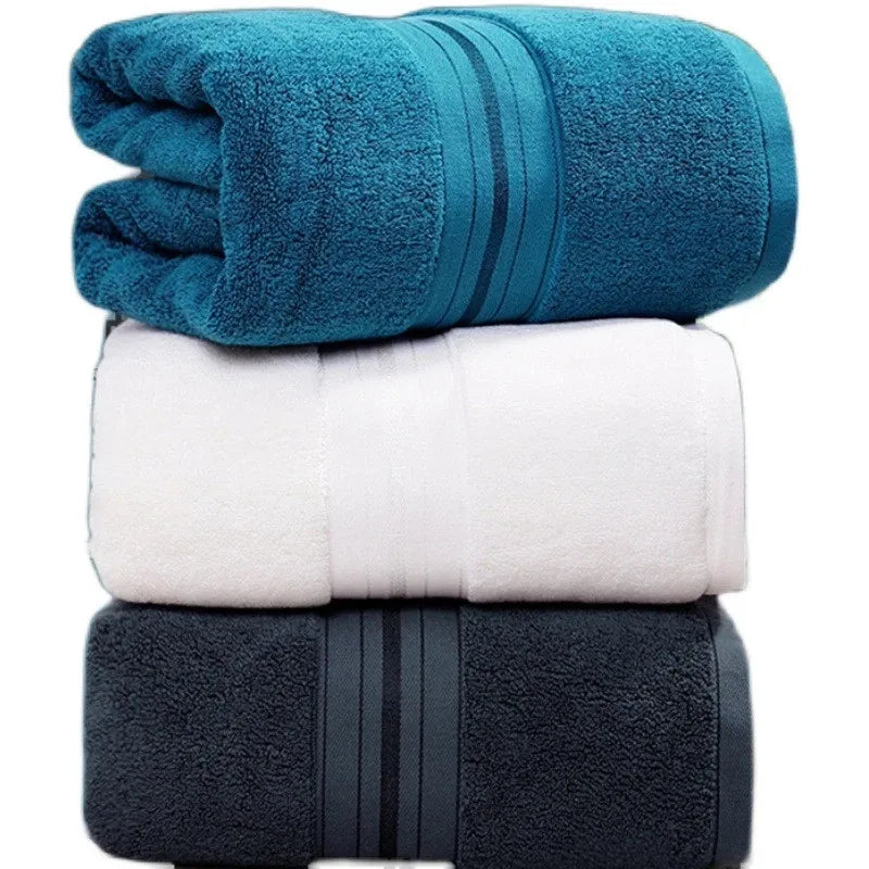serviette bain coton rapide bleu marine rayures moderne grande taille lavable