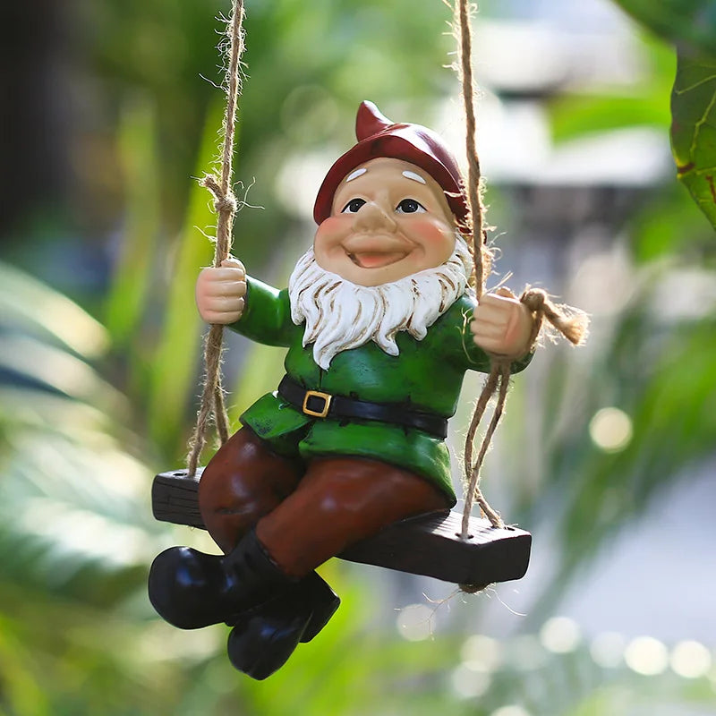 décoration intérieure extérieure poupée jardin gnome résine verte rouge bleue noire blanche classique hamac