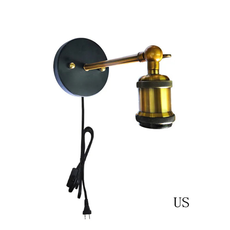 lampe murale industrielle noir doré fixée base mat led salon chambre