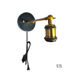 lampe murale industrielle noir doré fixée base mat led salon chambre