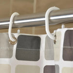 rideau douche moderne carreaux géométriques gris noir beige polyester opaque 12 crochets