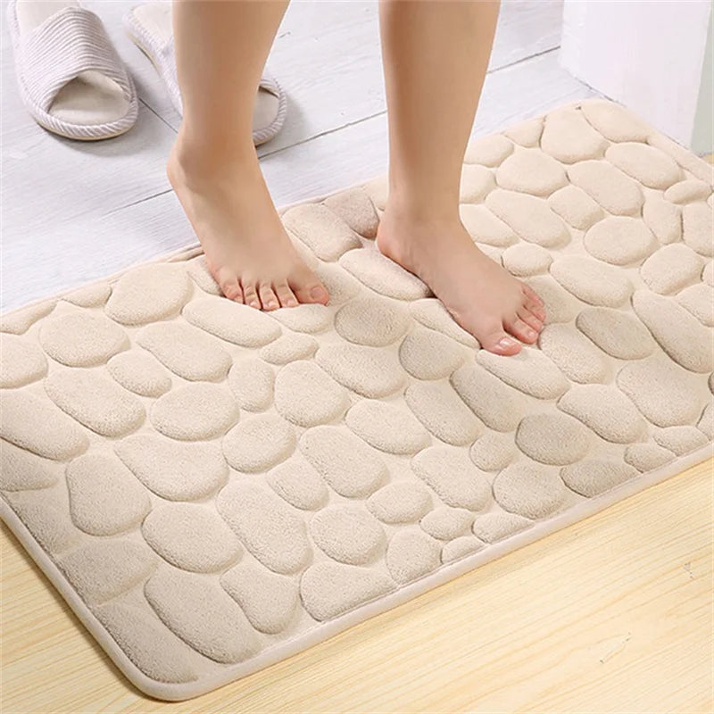 tapis bain moderne gris beige antidérapant absorption eau effet 3d mousse mémoire forme respect