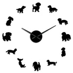horloge murale moderne chien noir doré grande diy aiguille quartz unique