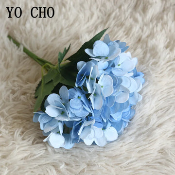 bouquet fleurs artificielles hortensia soie bleu décoration mariage maison intérieur moderne