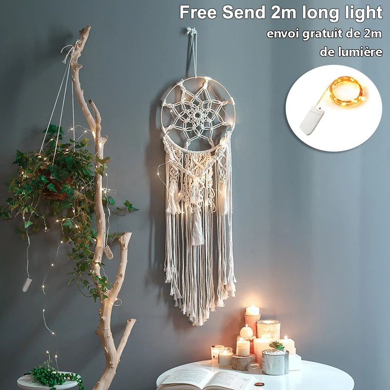 attrape rêves boho macramé franges chambre enfant décoration nordique moderne mascotte textile