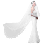 voile mariée femme blanc dentelle florale bord festonné classique cathédrale opacité festive