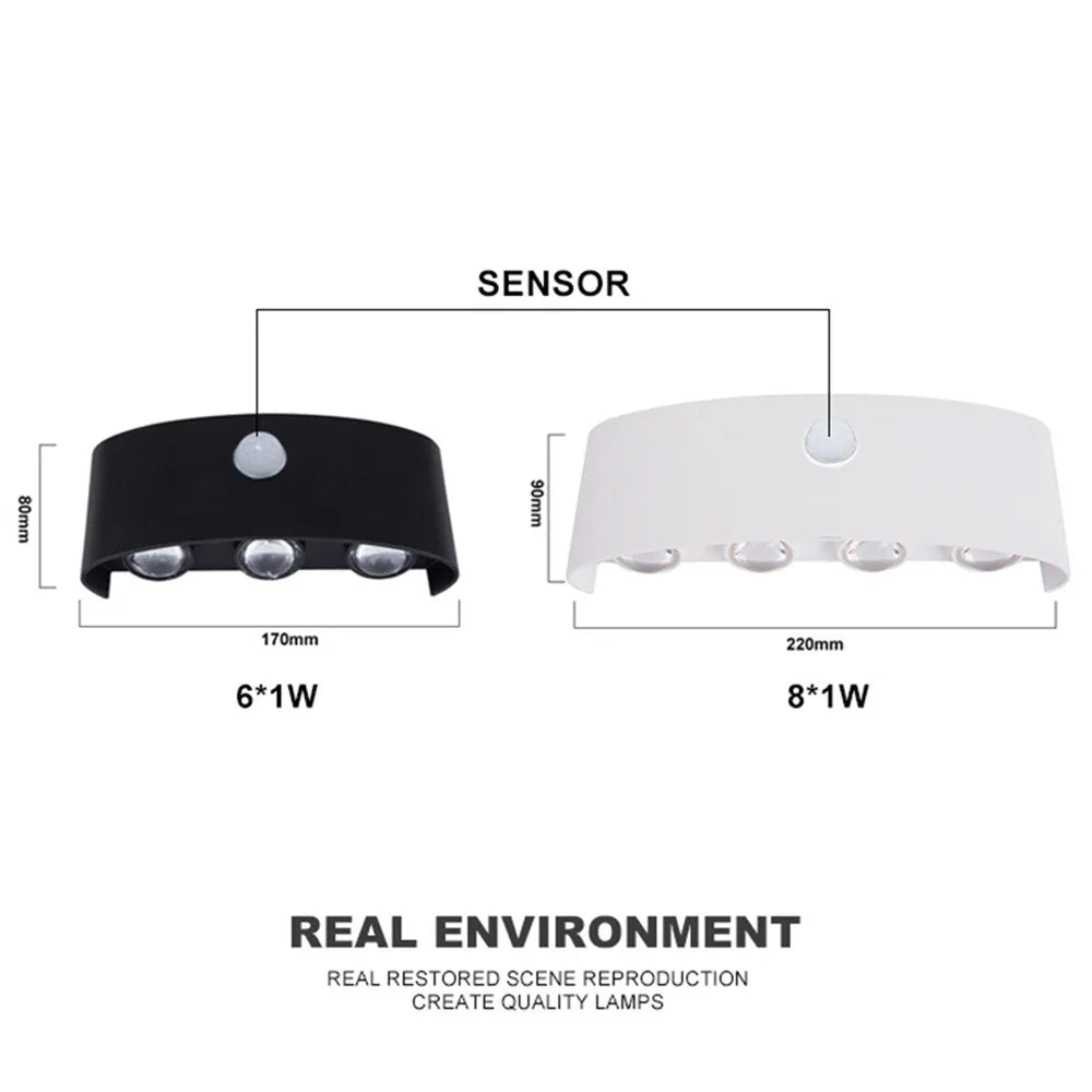 lampe murale led moderne blanc sensibilité mouvement étanche réglable intérieur extérieur