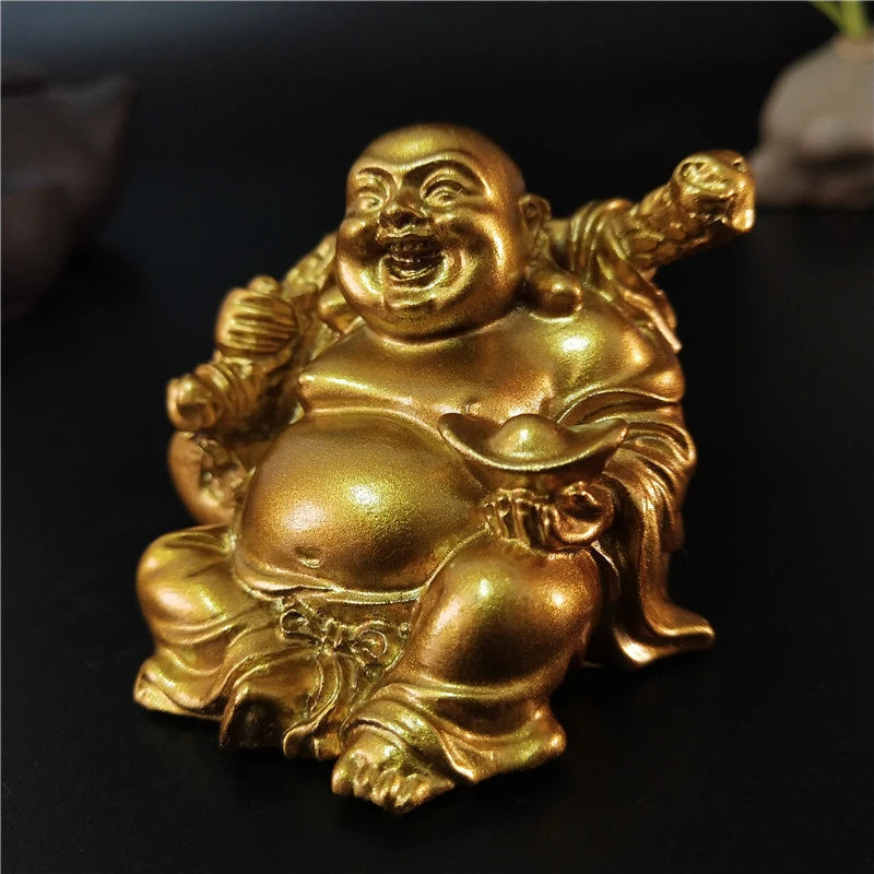 statue bouddha dorée artisanale feng shui decoration jardin maison porte bonheur matieres salopes echangisme