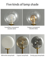 lampe suspension moderne sphères translucides structure dorée salon blanc nordique