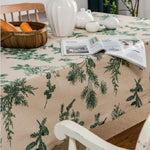 nappe lin verte imprimée branches feuilles classique rustique mariage maison festive
