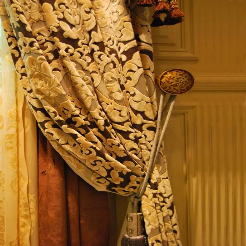 rideau floral marron velours opaques tassel classique maison