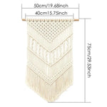 décoration murale macramé géométrique bohème franges suspendu tige bois ethnique artisanal triangles losanges