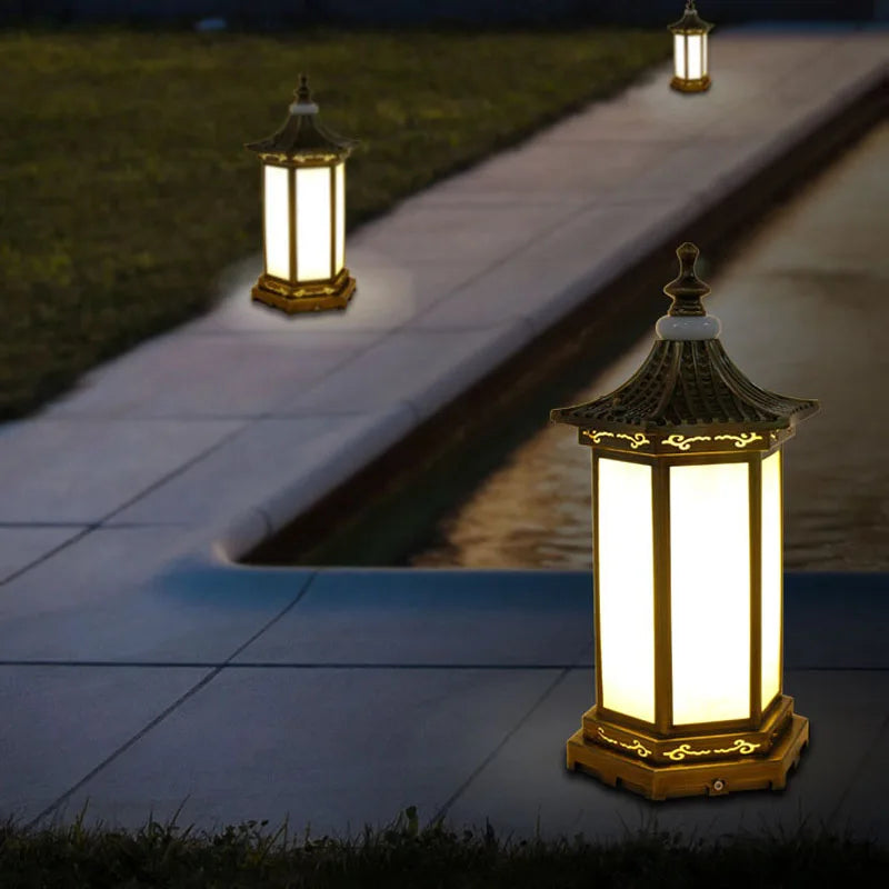 lanterne extérieure or noir classique éclairage public led ip65 étanche moderne