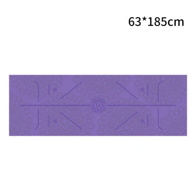tapis yoga double couche non glissant bleu marine motifs floraux moderne 185x63cm yoga fitness