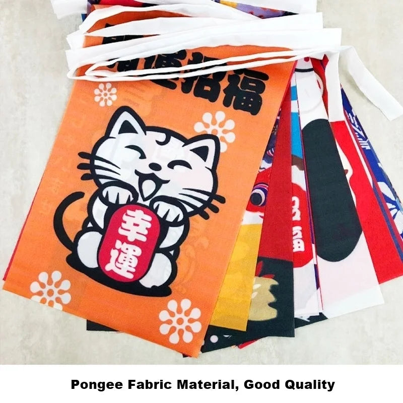 bannières décoratives pop art traditionnel japonais chats dessins animés textes floraux simples orange rouge