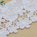ruban dentelle fleurs blanc 100% coton largeur 8.5cm opacité fine écolo soluble eau decoration