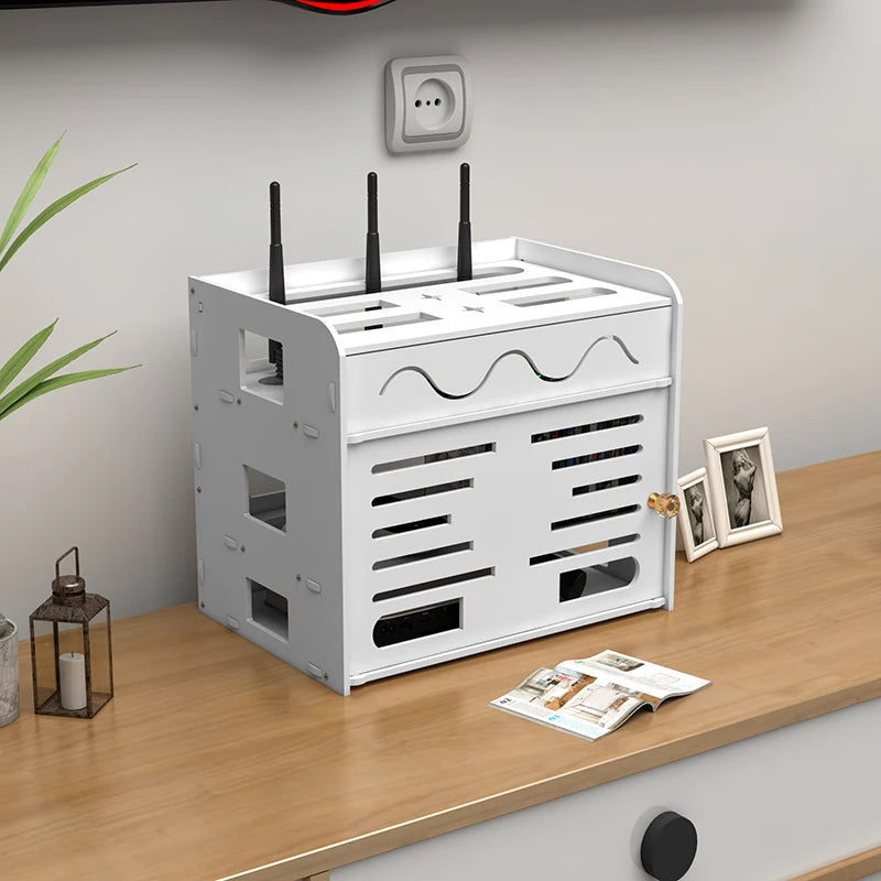 boîte rangement moderne blanc porte câbles disques durs clés usb cartes sd