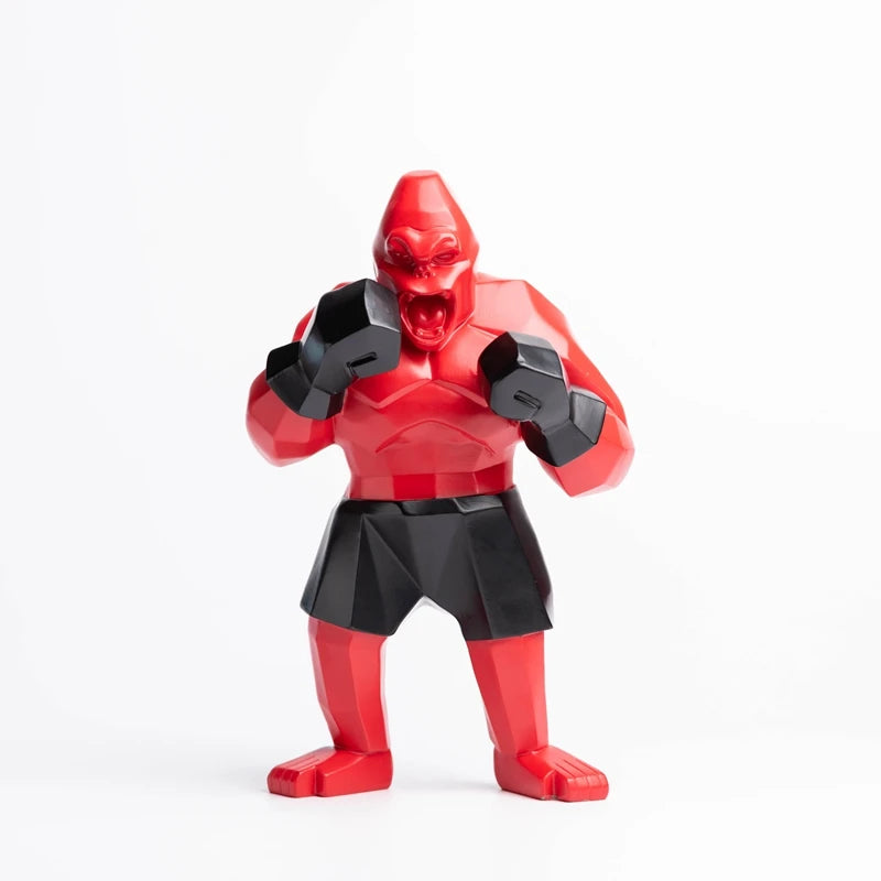 Statue gorille moderne placée sur une étagère design - idée décoration salon