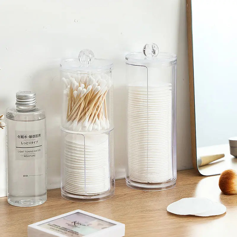 boîtes rangement coton tige disques coton transparentes modernes pliables rechargeables