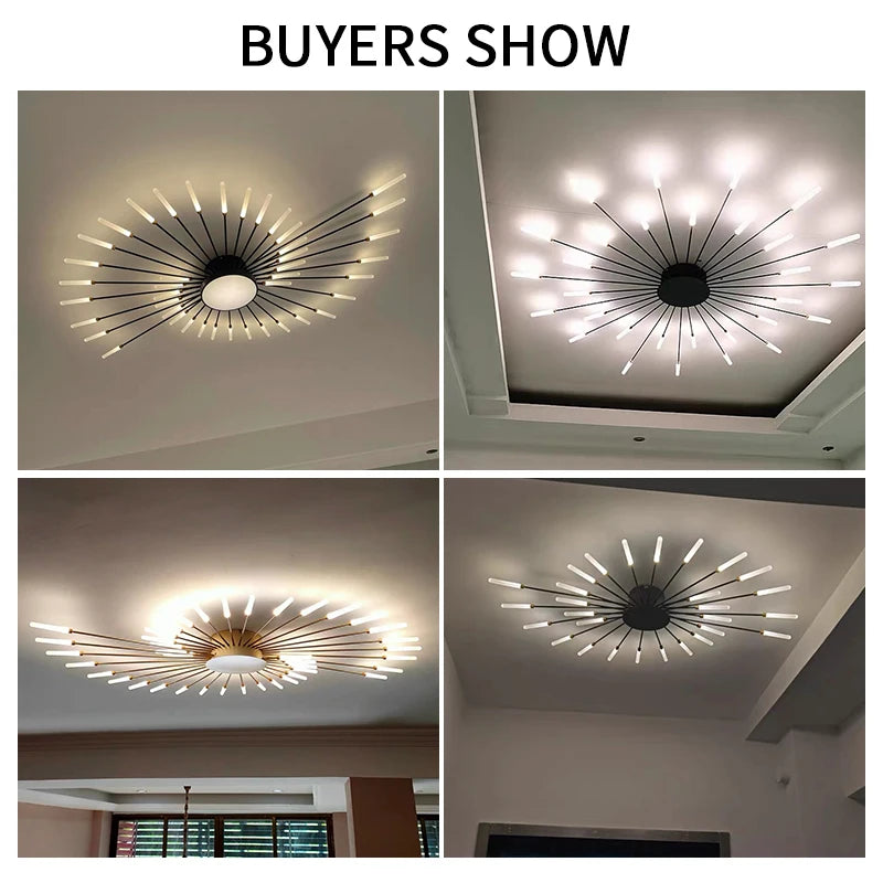 plafonnier moderne or noir lumineux acier alimentation électrique flux lumineux élevé chambre salon