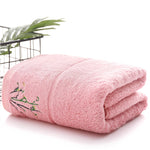 serviettes bain fibre bambou séchage rapide broderie classique rose blanc violet vert