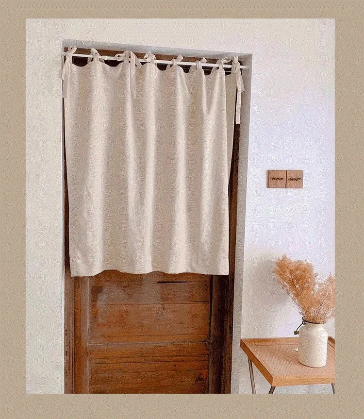 rideau moderne polyester coton beige clair texture légèrement rugueuse opacité fixations rubans minimaliste maison