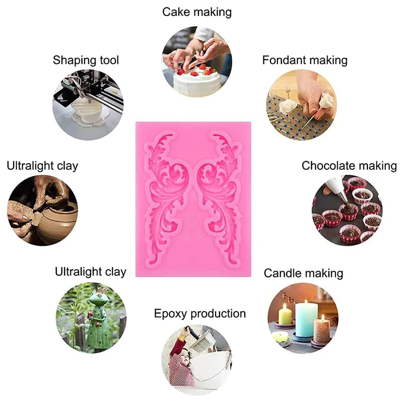 moules silicone gâteau fondant dentelle baroque ornements floraux vintage decoration cupcake roseclair