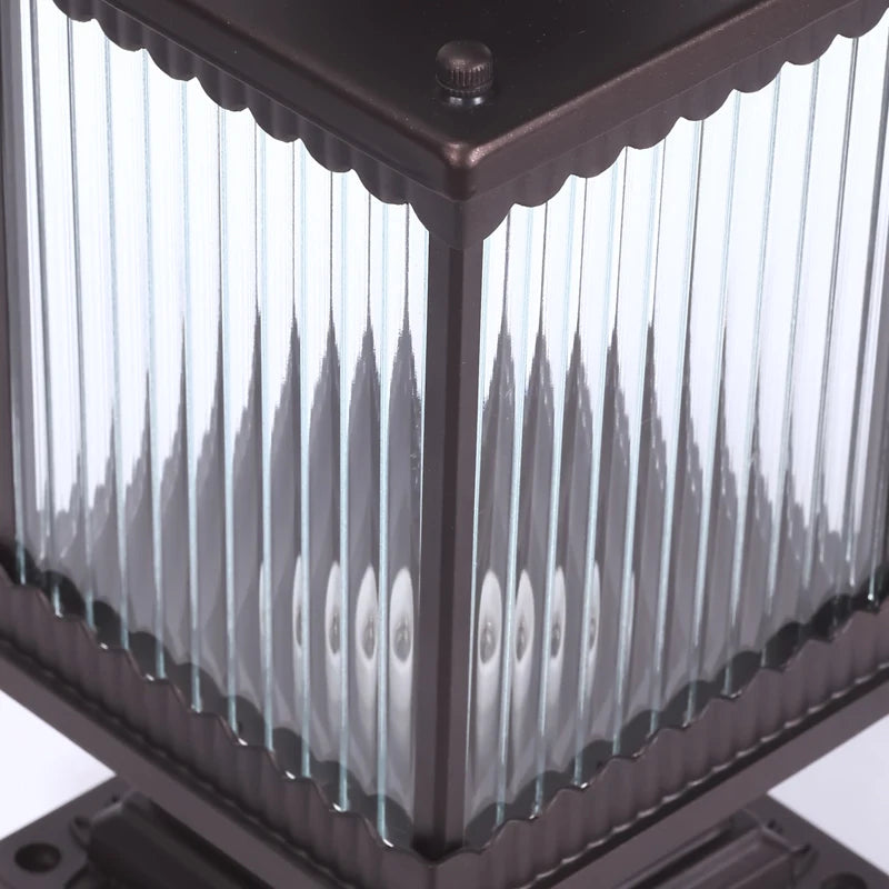 lampe jardin classique marron foncé transparente rayures verticales ip65 led e27 fixations aluminium