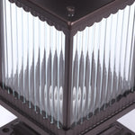 lampe jardin classique marron foncé transparente rayures verticales ip65 led e27 fixations aluminium