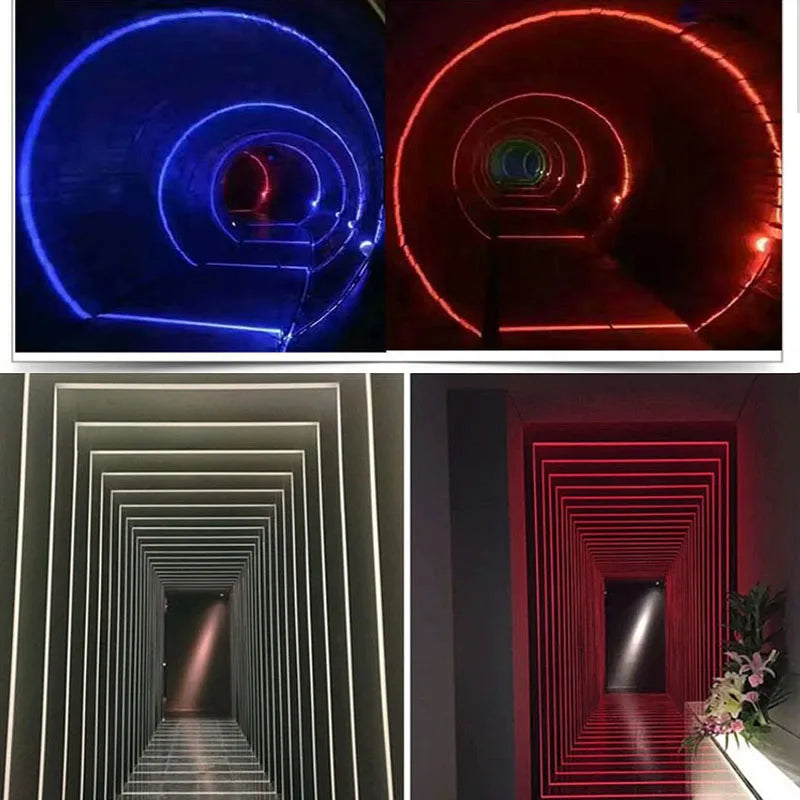 éclairage led moderne aluminium spirale tunnel rectangle décoratif fixations inclusées