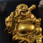statue bouddha dorée artisanale feng shui decoration jardin maison porte bonheur matieres salopes echangisme