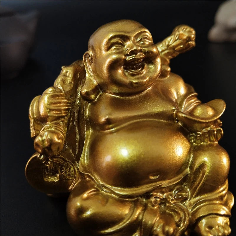 statue bouddha dorée artisanale feng shui decoration jardin maison porte bonheur matieres salopes echangisme