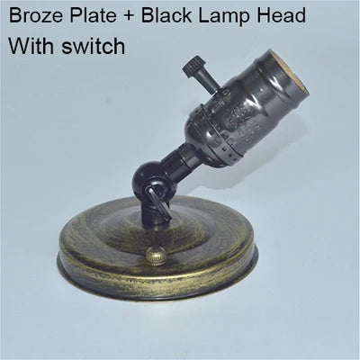 lampe table vintage bronze noir effet vieilli interrupteur mural fixe vis