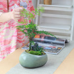 pot plante céramique glacé moderne minimaliste vert gris matériau poterie sans trou