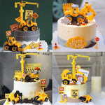décoration anniversaire enfant miniatures construction jaune gris noir blanc jouet plastique brillant