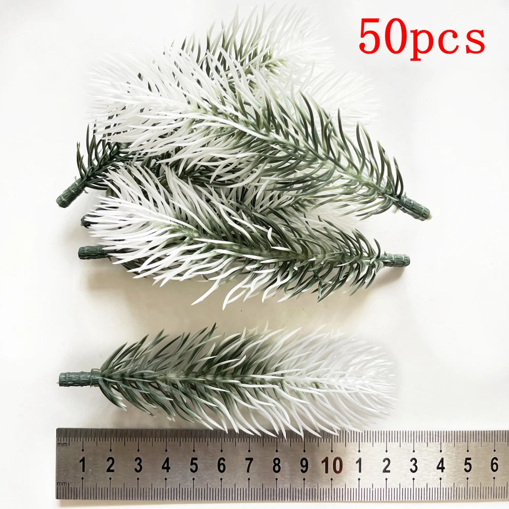 décoration intérieure branche artificielle sapin feuilles vert naturelle clips diy 50 pièces festive mariage