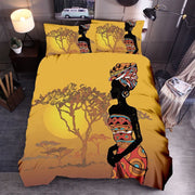 Parure de lit africain 200x200 3 pièces - Housse de couette et taies d'oreiller