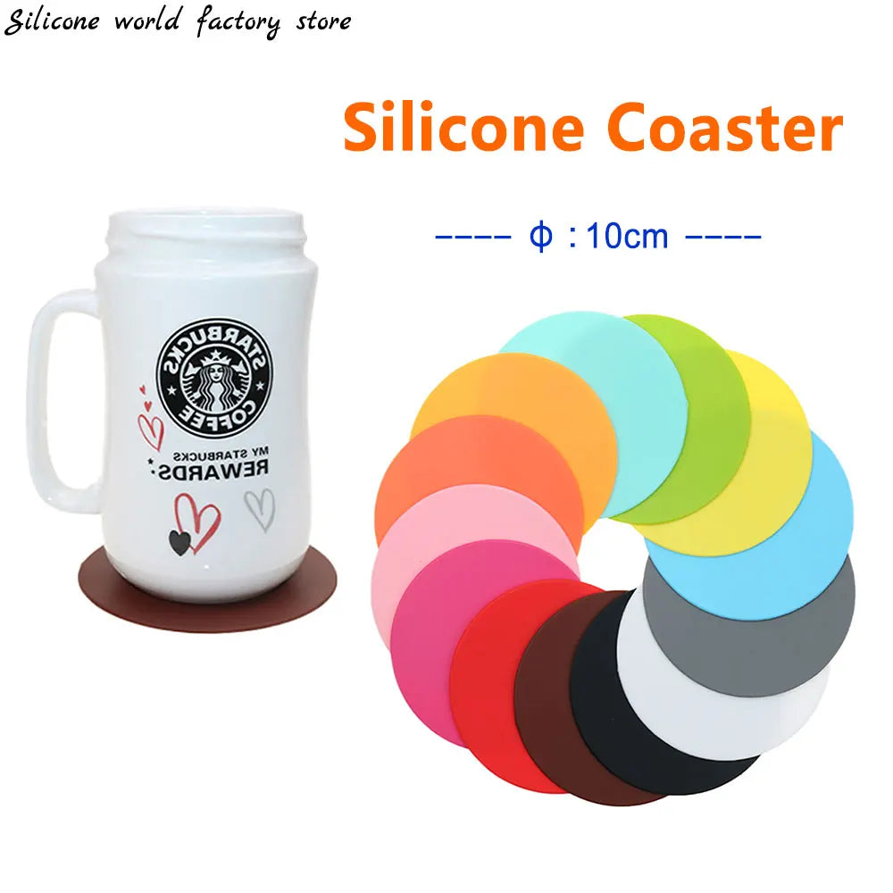 coasters silicone unicolore rose orange vert bleu noir gris blanc modernes imperméables