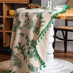 nappe ronde fleuriale tissage pompons table dextérieur mariage rustic champêtre