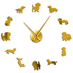 horloge murale moderne chien noir doré grande diy aiguille quartz unique