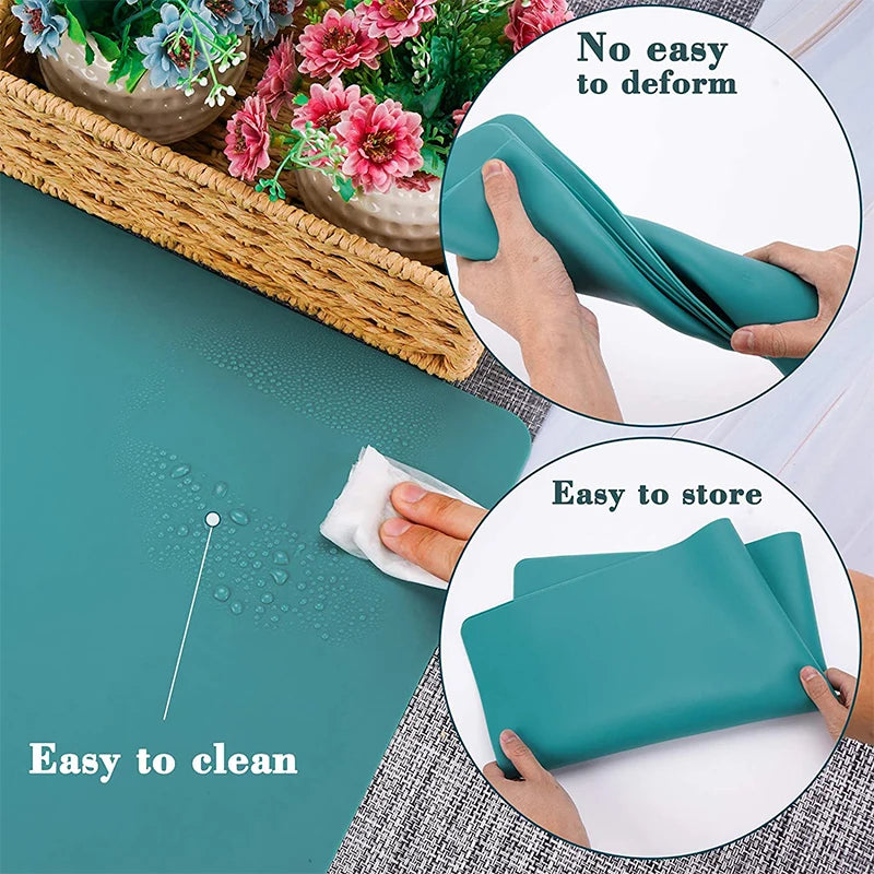 tapis table silicone vert uni moderne 60x40cm isolant thermique facile nettoyer résistant