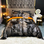 ensemble literie moderne noir or brillant couvre lit taies oreiller king size
