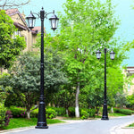 lampadaire classique bronze noir verre ondulations deux têtes éclairage extérieur led haute qualité aluminium