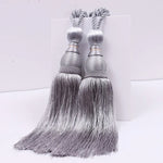 pompons rideau élégants rose doré gris rouge marron tissu uni noeuds décoratifs fixés