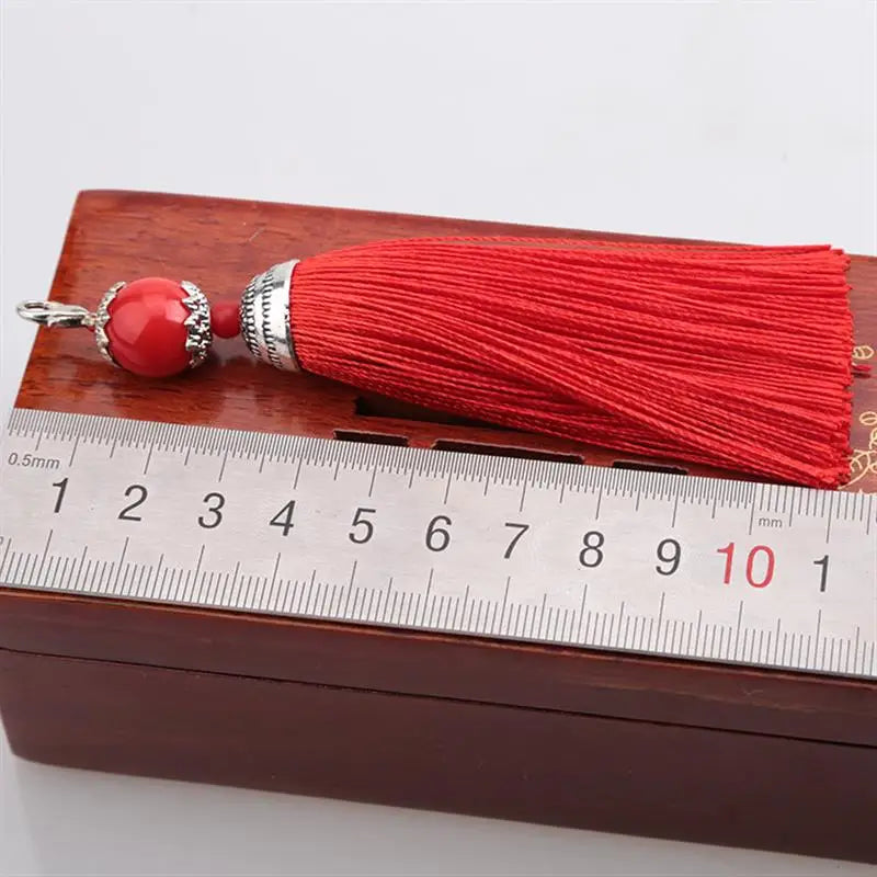 lot pompons rideaux clips décoration textile maison chic rouge