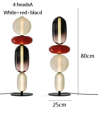 lampe sol moderne rouge blanc doré pied stable minimaliste vitrail led translucent
