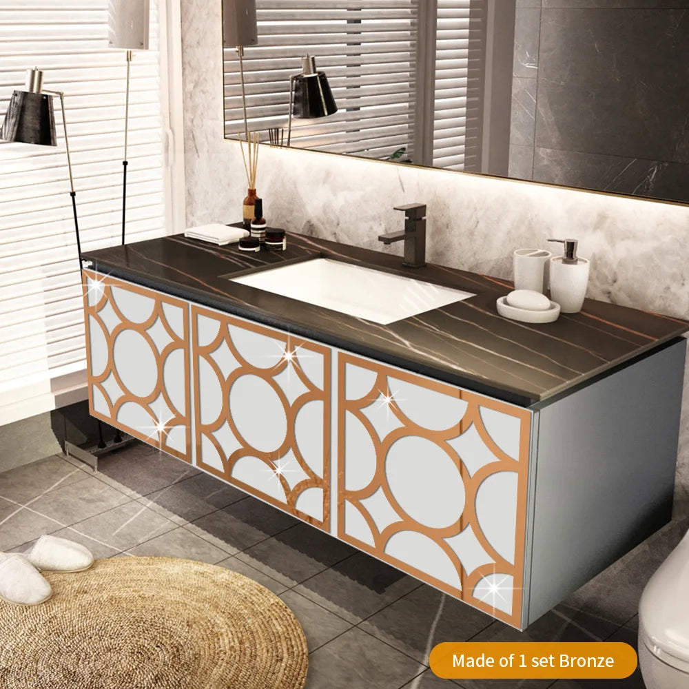 panneaux décoratifs miroirs or argent blanc géométriques modernes autocollants 15cm 20cm surfaces lisses auto